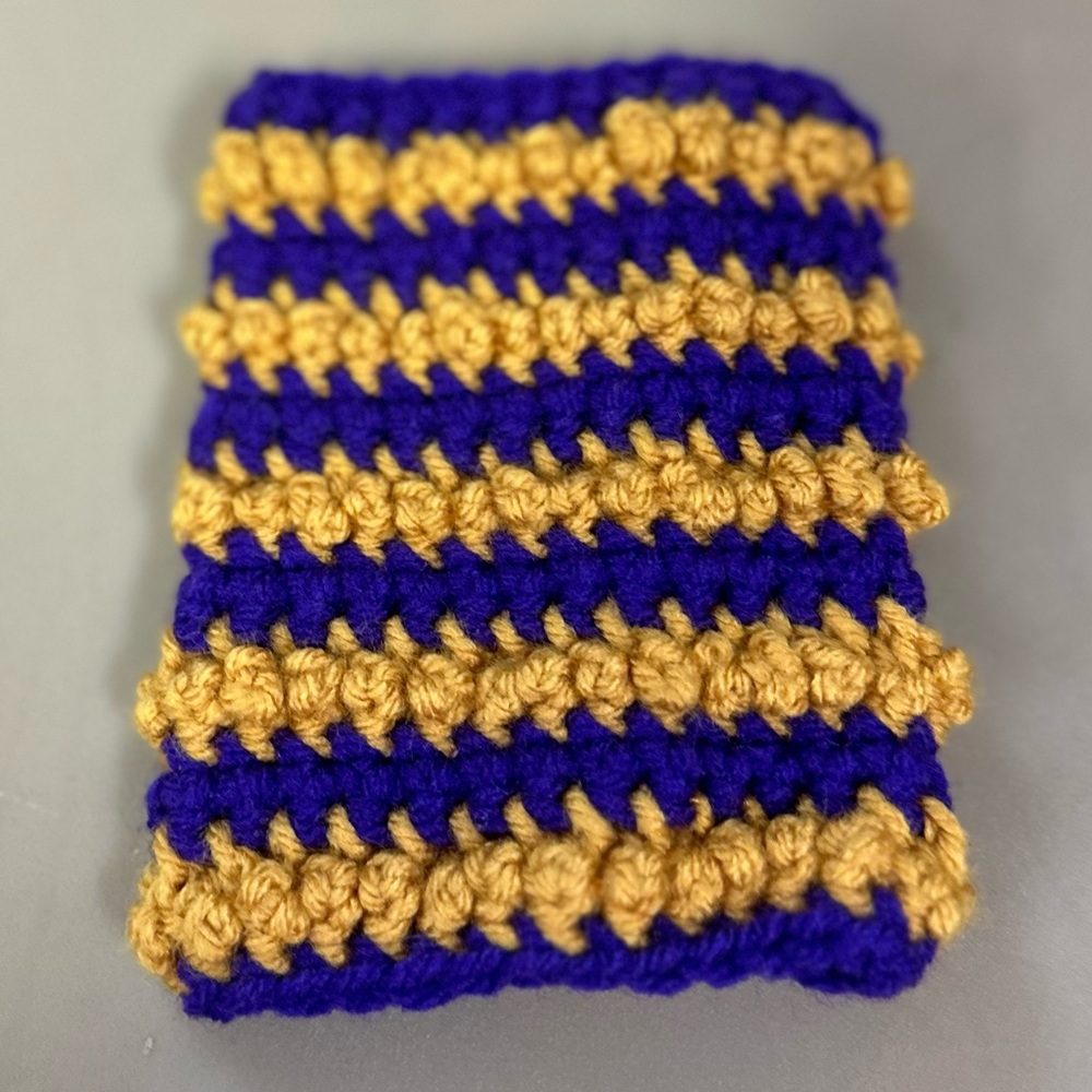 Crochet Coozie Purple And Gold | | Handmade NEW Handcrafted Koozie - Picture 4 of 10
